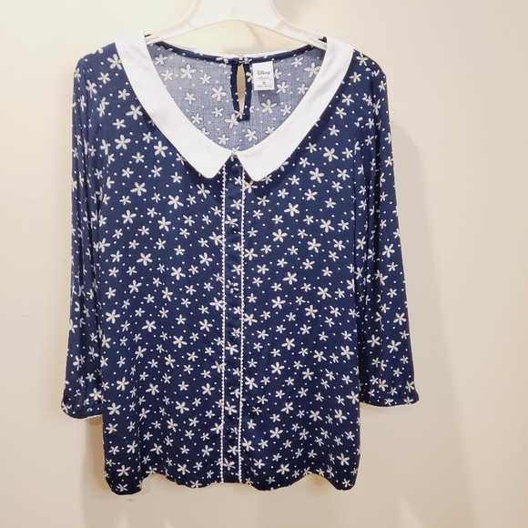Disney a Collection by LC Lauren Conrad  women's floral navy blue blouse… - Picture 10 of 11